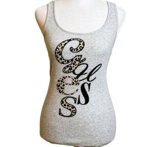 GUESS Tank Racerback Gray Leopard Prnt size M